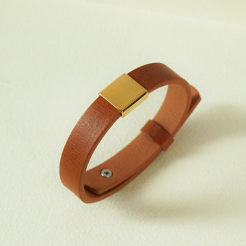 Koa Leather Strap Bracelet (Brown Gold)