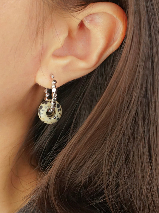 Giulia Dalmatian Jasper Hoop Earrings