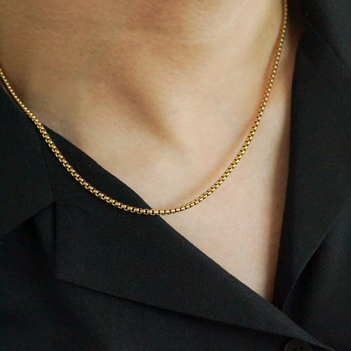 Fabian Box Chain Necklace (Gold)