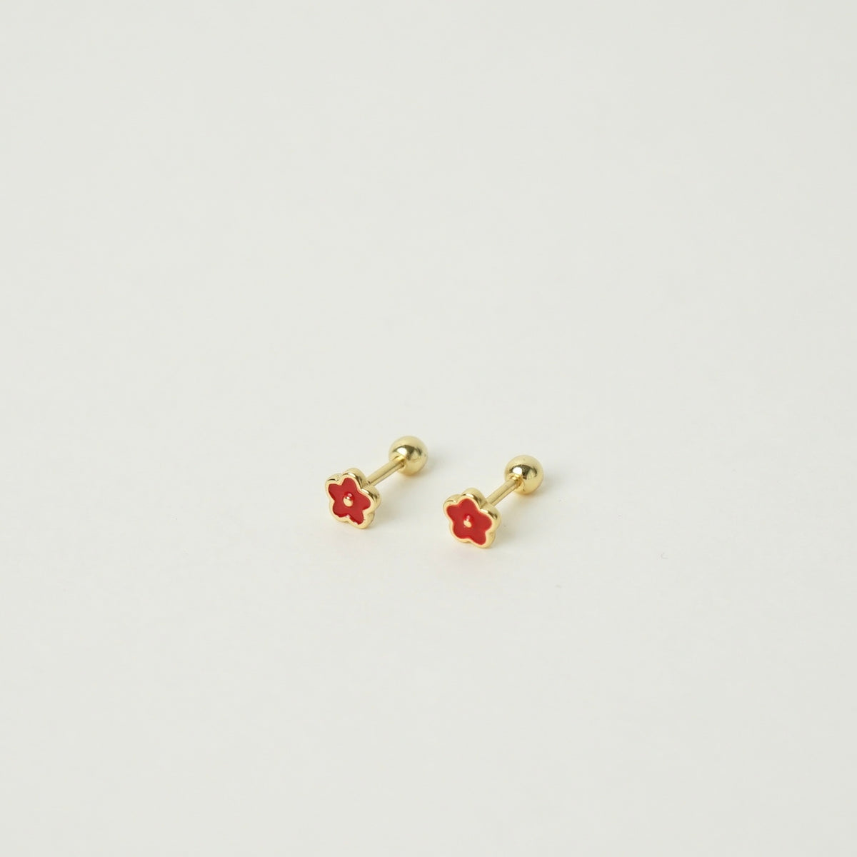 Indy Flower Barbell Earrings (Red)