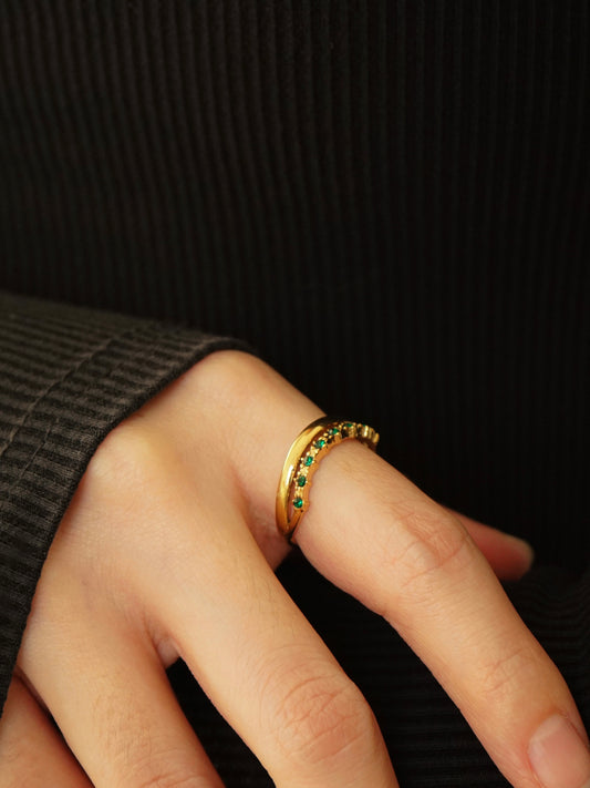 Beverly Emerald Green Layered Ring