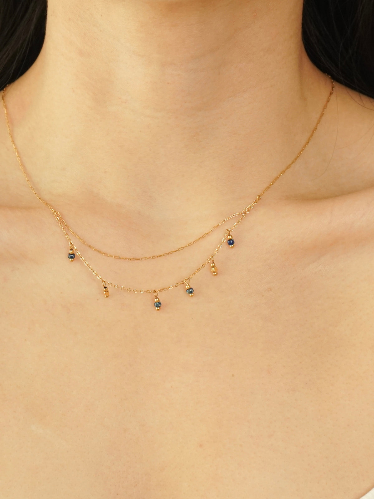 Gema Blue Beaded Layered Necklace