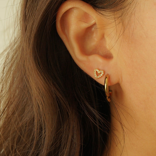 Carolina Heart Barbell Earring (Gold)