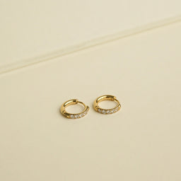 Pavé Huggie Earrings (Gold)