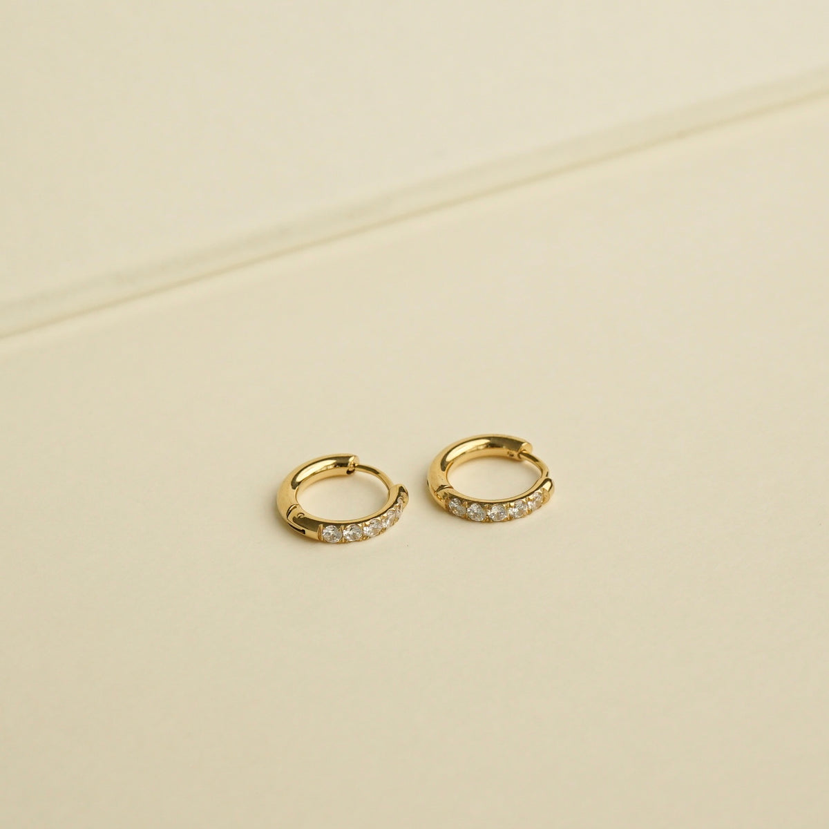 Pavé Huggie Earrings (Gold)
