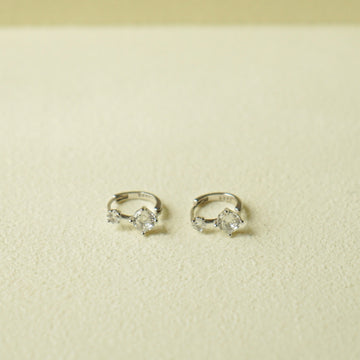 Xianna Huggie Earrings (Silver White)