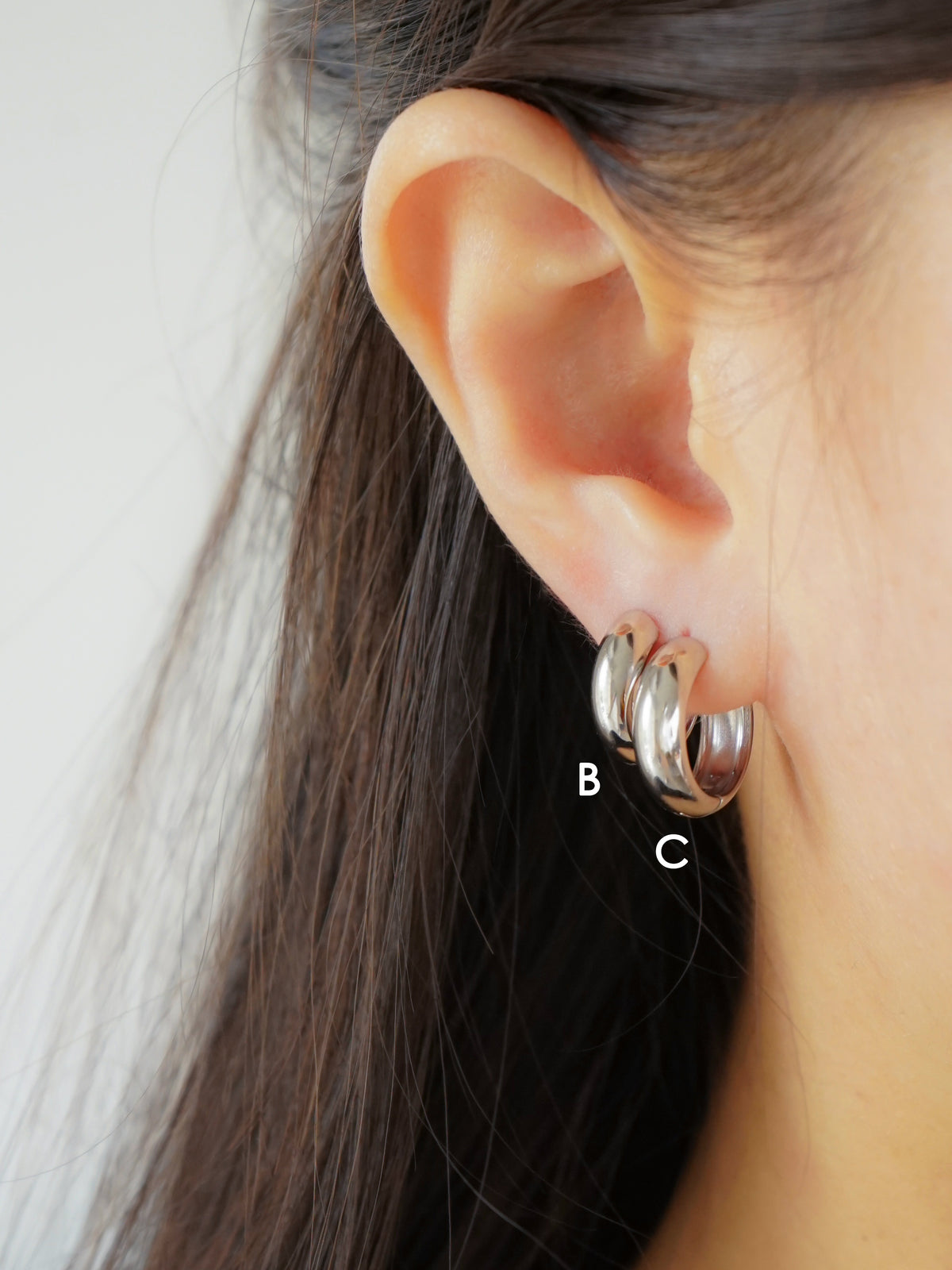 Brenda Bold Huggie Earrings (Silver)