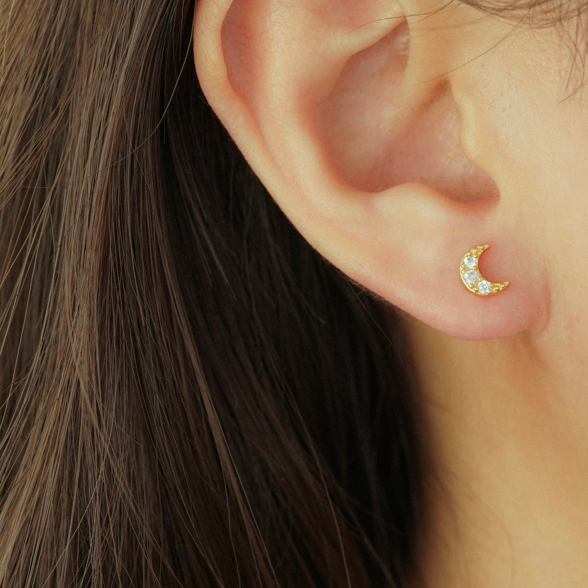 Nellie Moon Barbell Earring (Gold)
