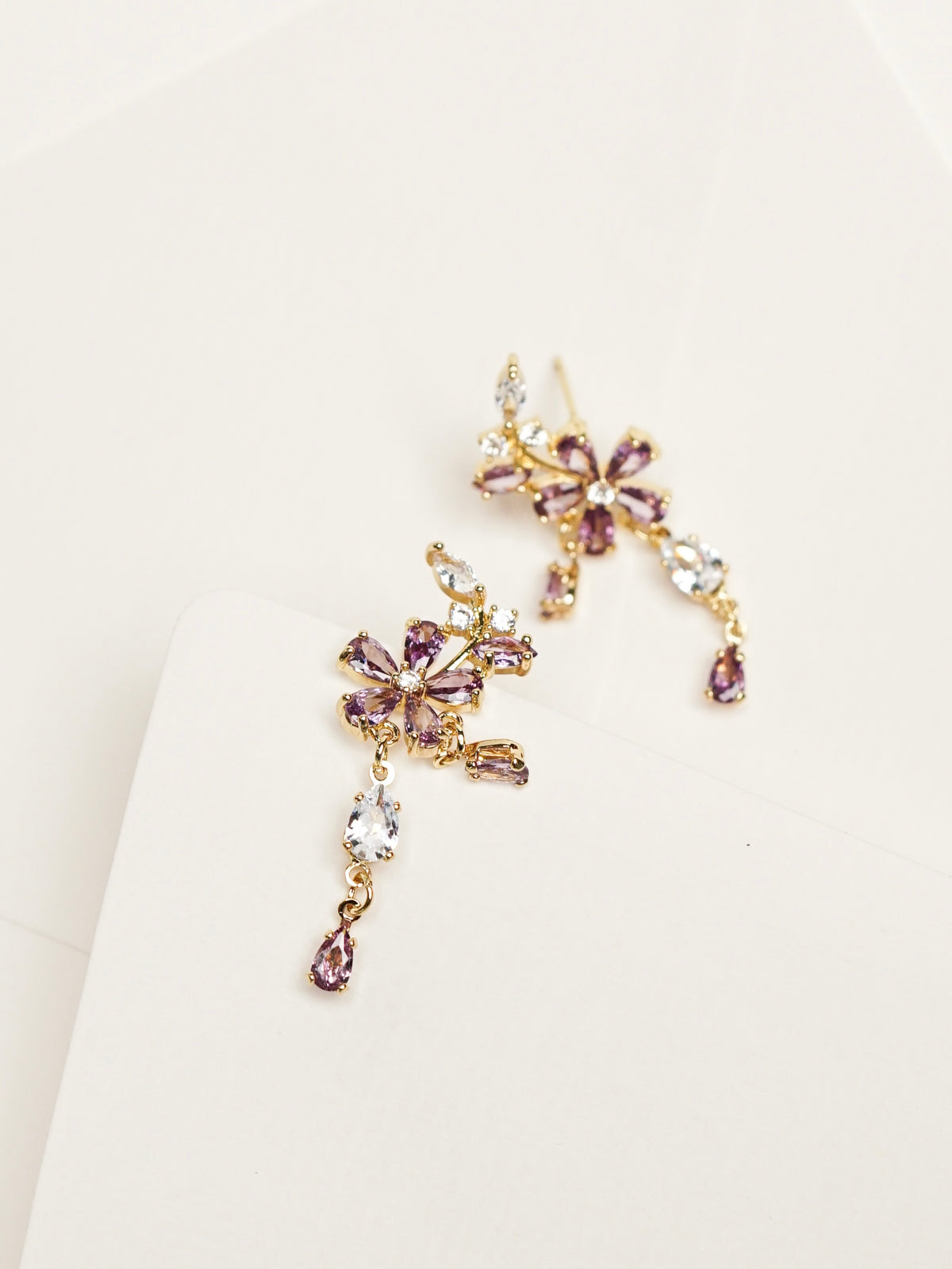 Zinnia Amethyst Fleur Drop Earrings