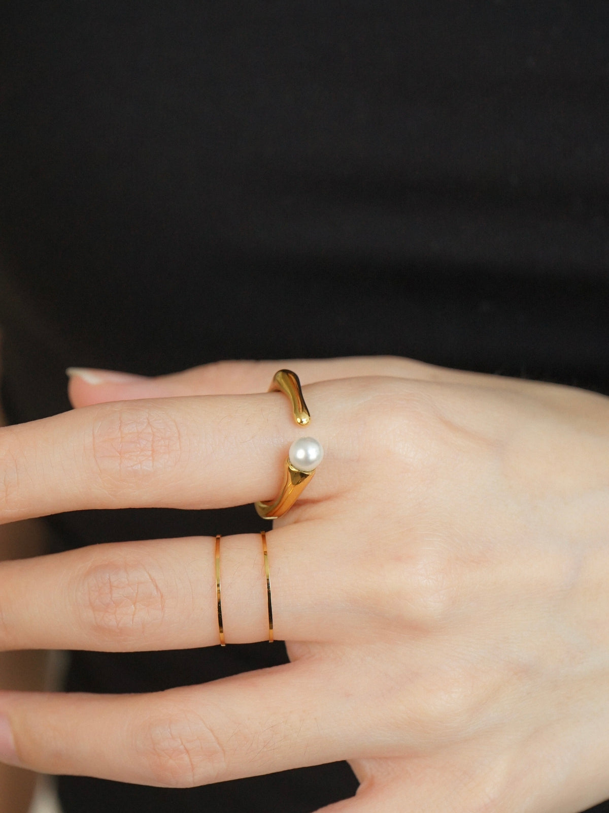 Quella Pearl Open Ring (Gold)