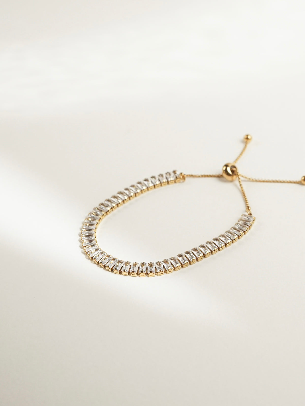 Bria Adjustable Baguette Tennis Bracelet (Gold)