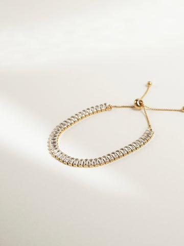 Bria Adjustable Baguette Tennis Bracelet (Gold)