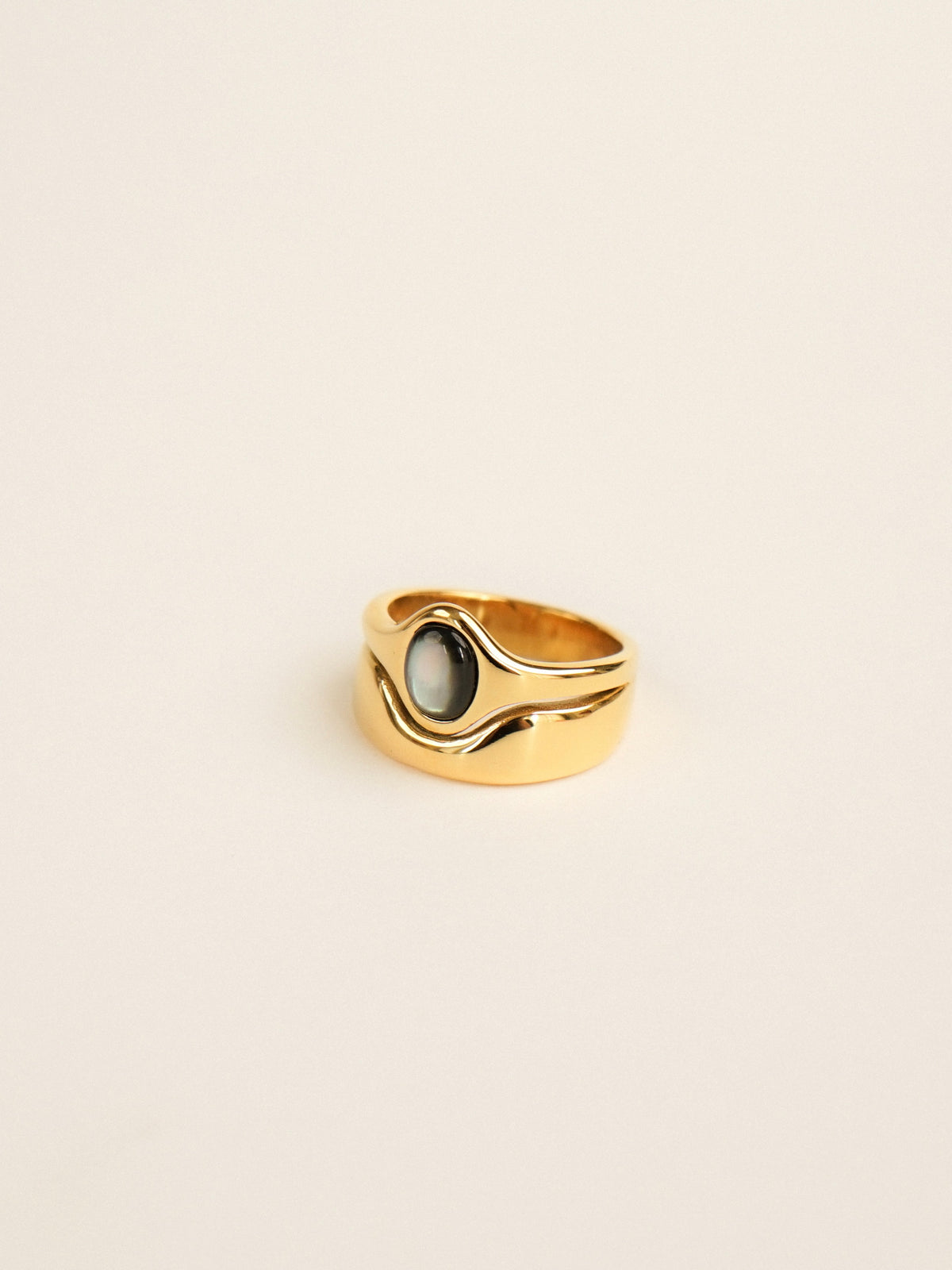 Georgie Mother of Pearl Ring (Black)