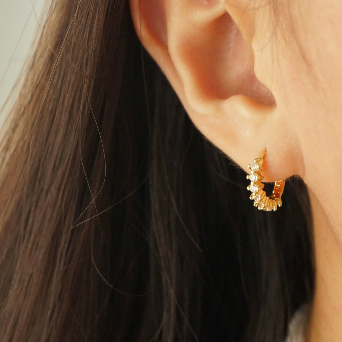 Quinsley Pavé Huggie Earrings (Gold)