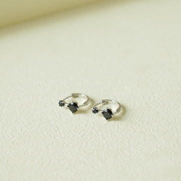Xianna Huggie Earrings (Silver Black)
