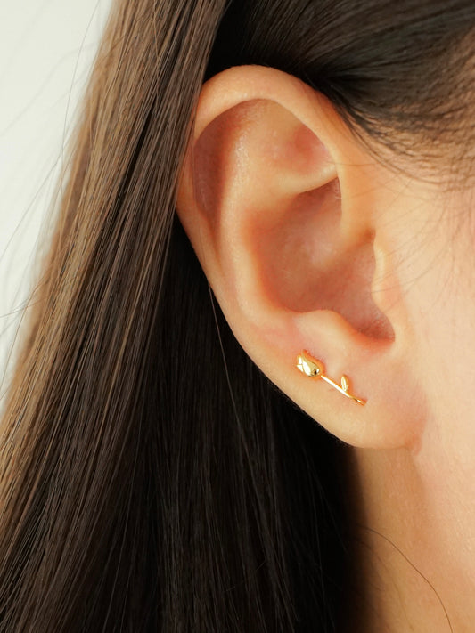Paula Tulip Hook Earrings (Gold)