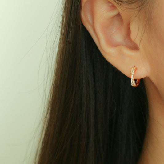 Promise Cross Huggie Earrings (Gold)
