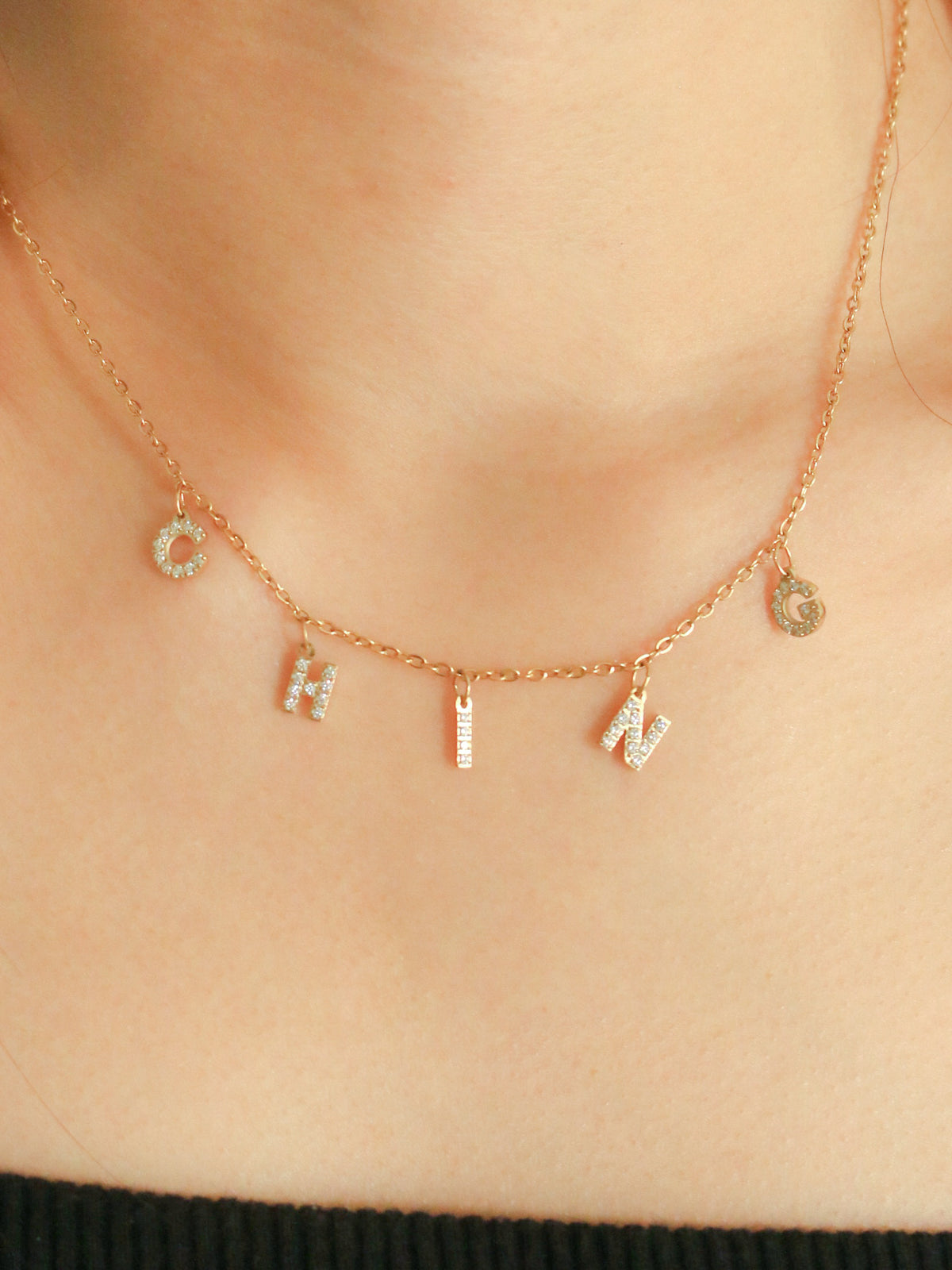 Pavé Initial Charm Necklace