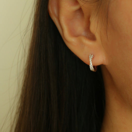 Promise Cross Huggie Earrings (Silver)