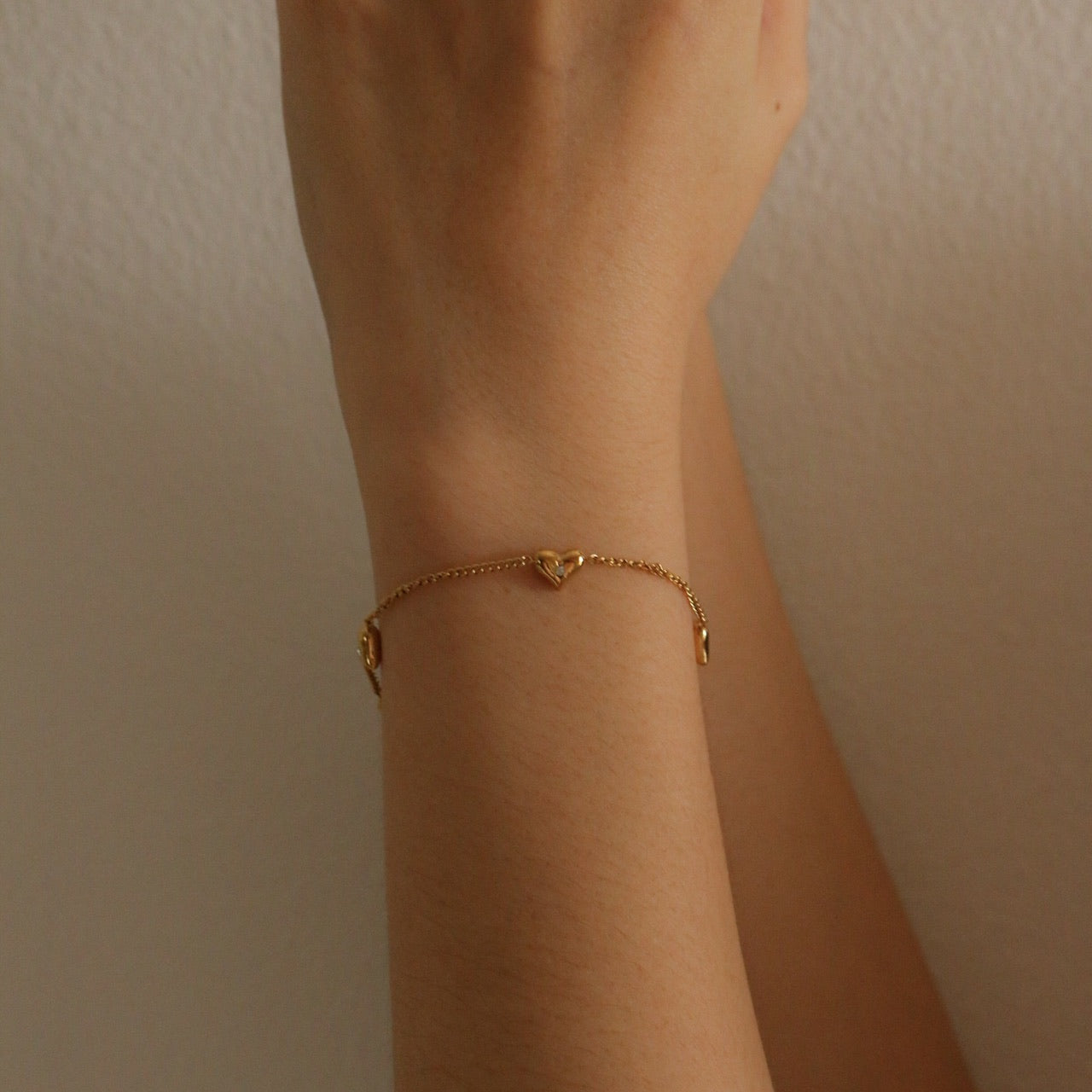 Dainty Heart Bracelet Letter U Bracelet CZ Bracelet Gold 