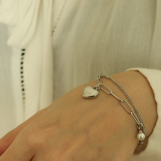 Claire Heart Bracelet (Silver)