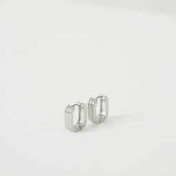 Kenna Square Hoop Earrings (Silver)