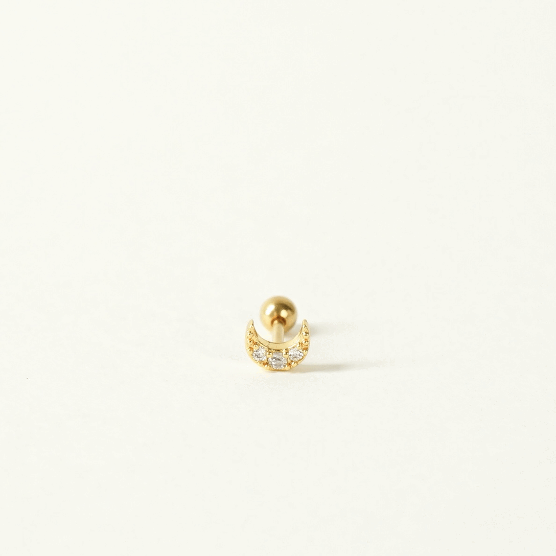 Nellie Moon Barbell Earring (Gold)