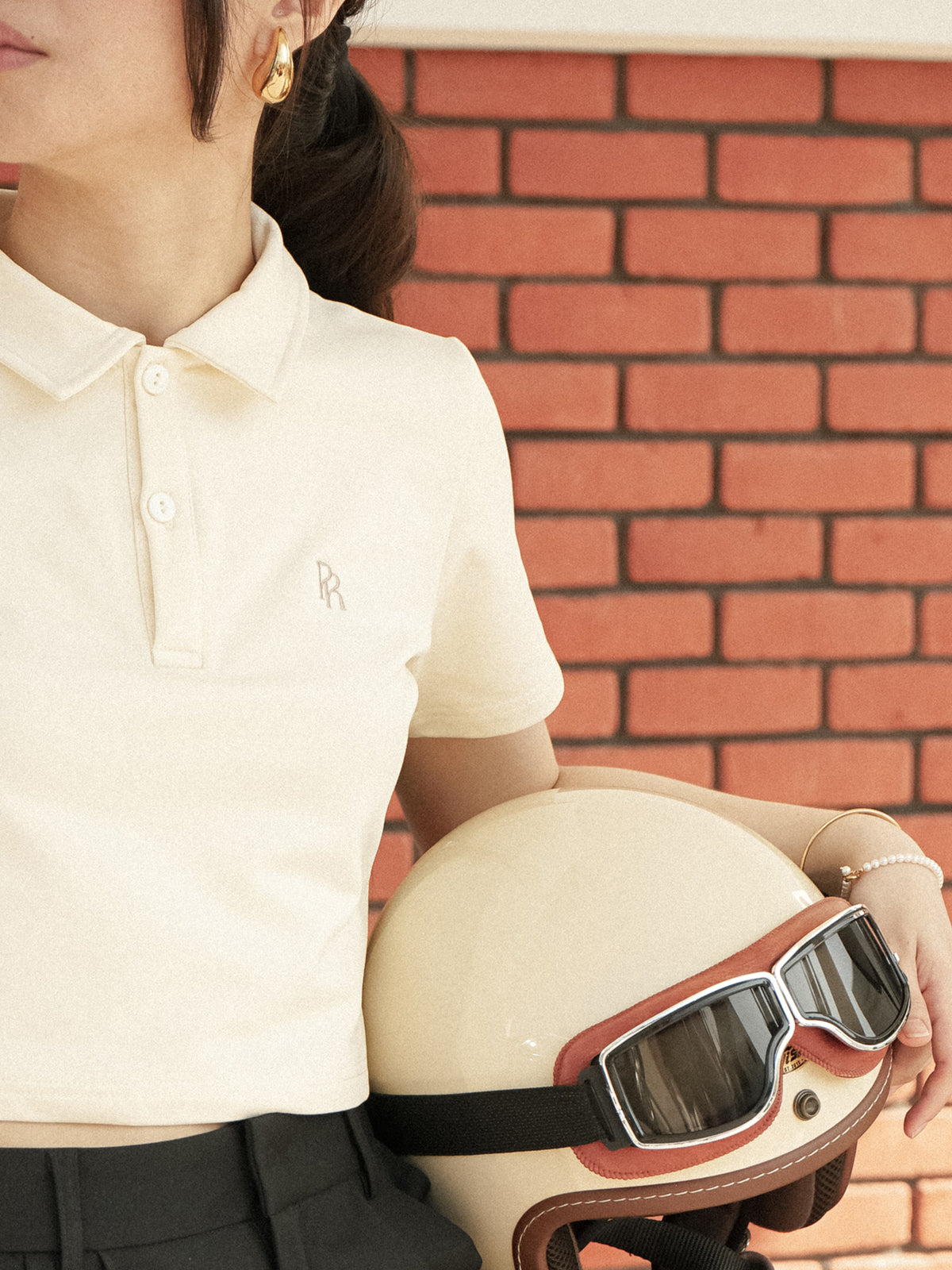 PR Cropped Polo Shirt (Beige)