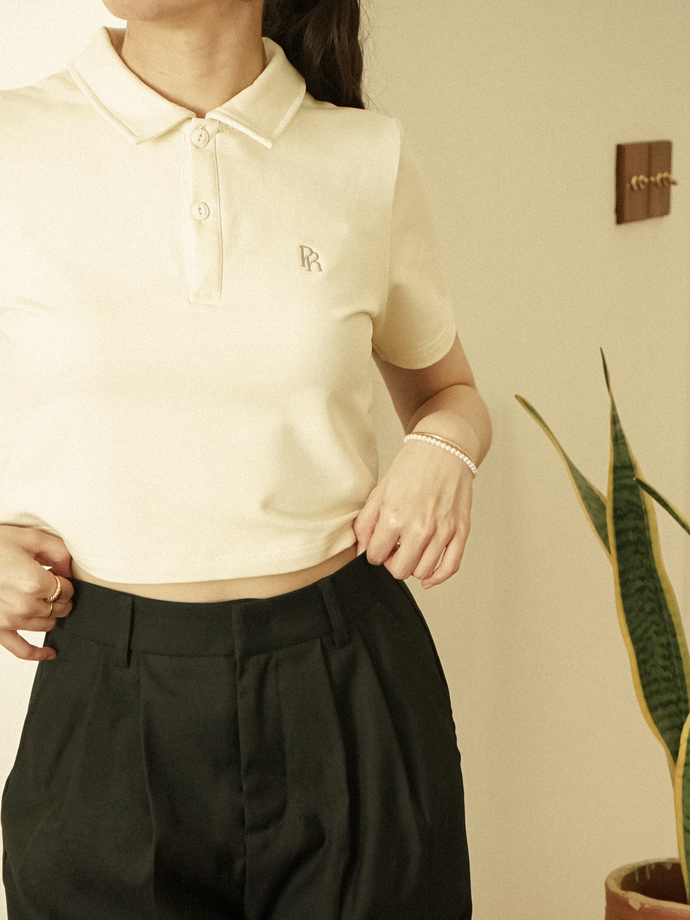 PR Cropped Polo Shirt (Beige)