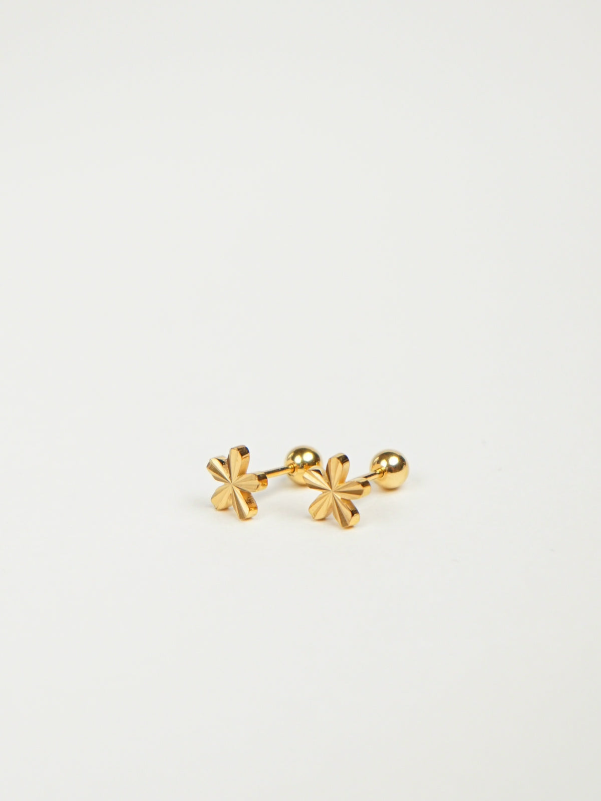 Adelina Flower Stud Barbell Earrings (Gold)