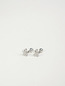 Adelina Flower Stud Barbell Earrings (Silver)
