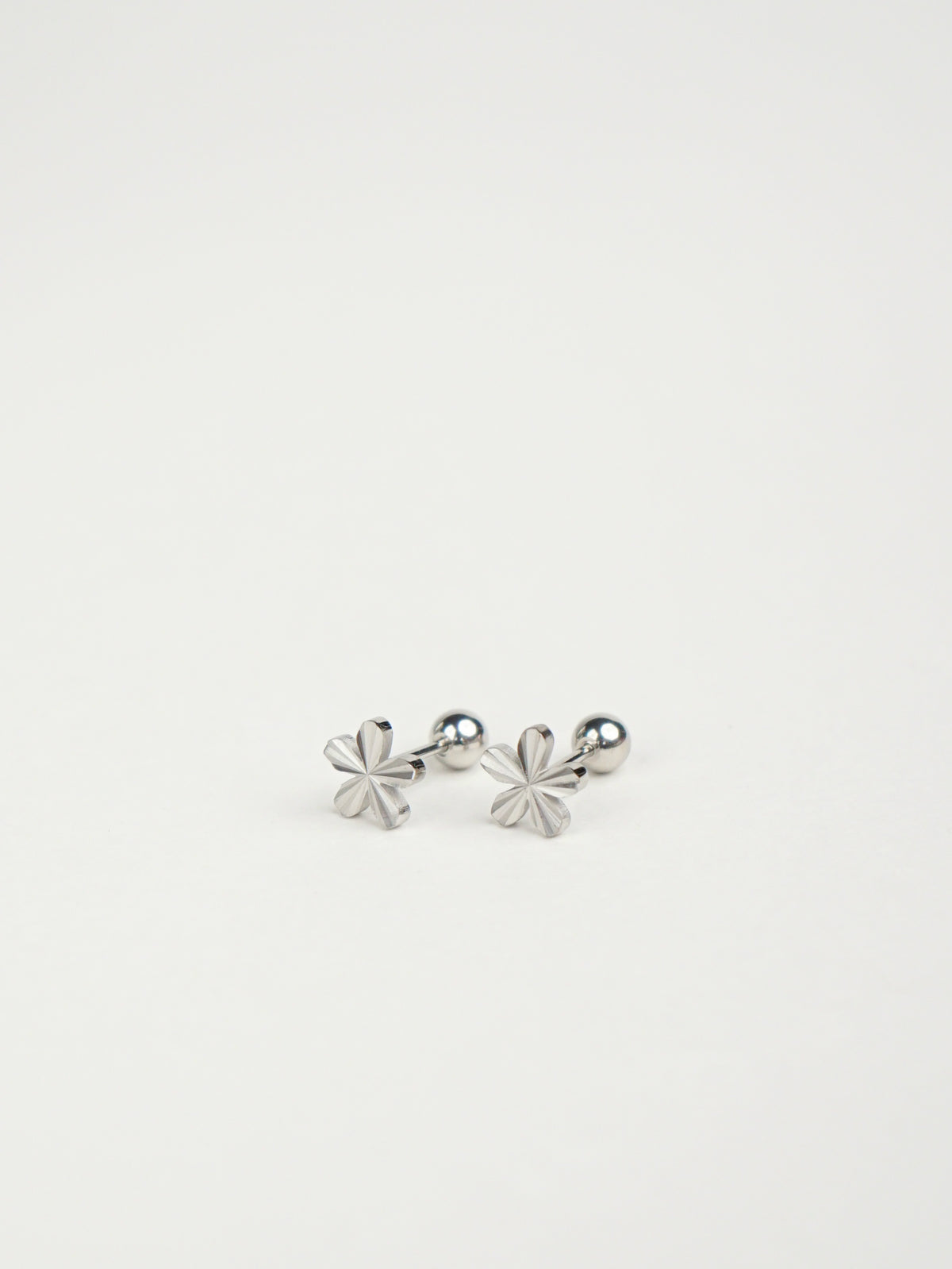 Adelina Flower Stud Barbell Earrings (Silver)