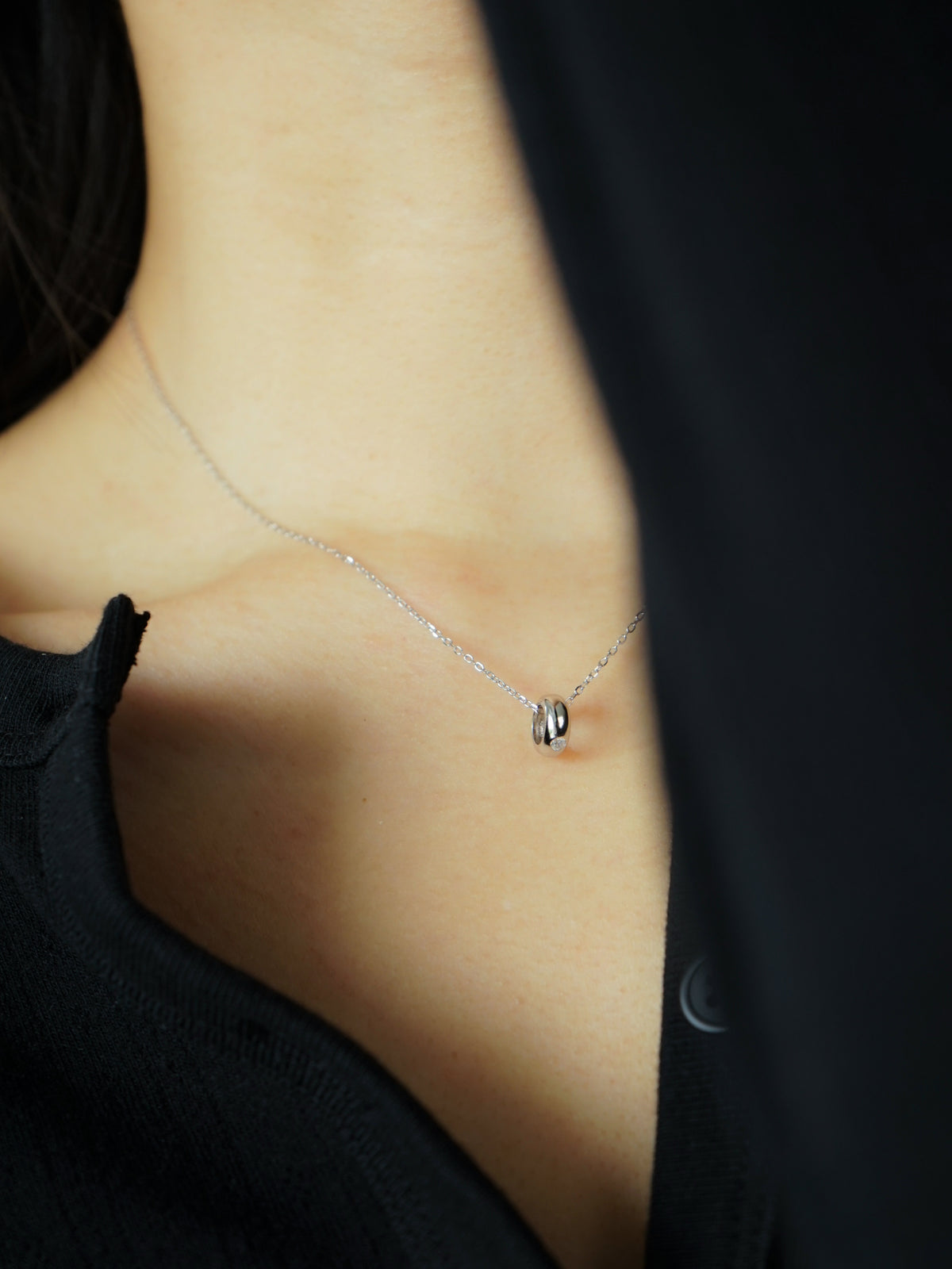 Natasha Mini Ring Necklace (Silver)