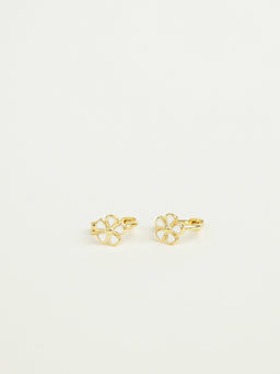 Uri Flower Tiny Huggie Earrings (Gold)