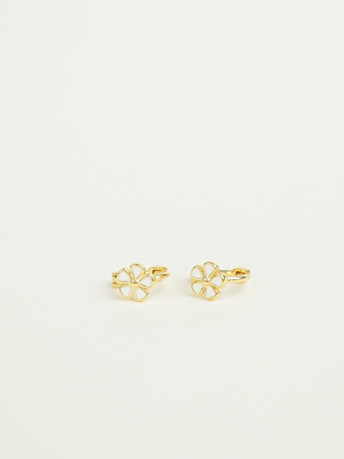 Uri Flower Tiny Huggie Earrings (Gold)