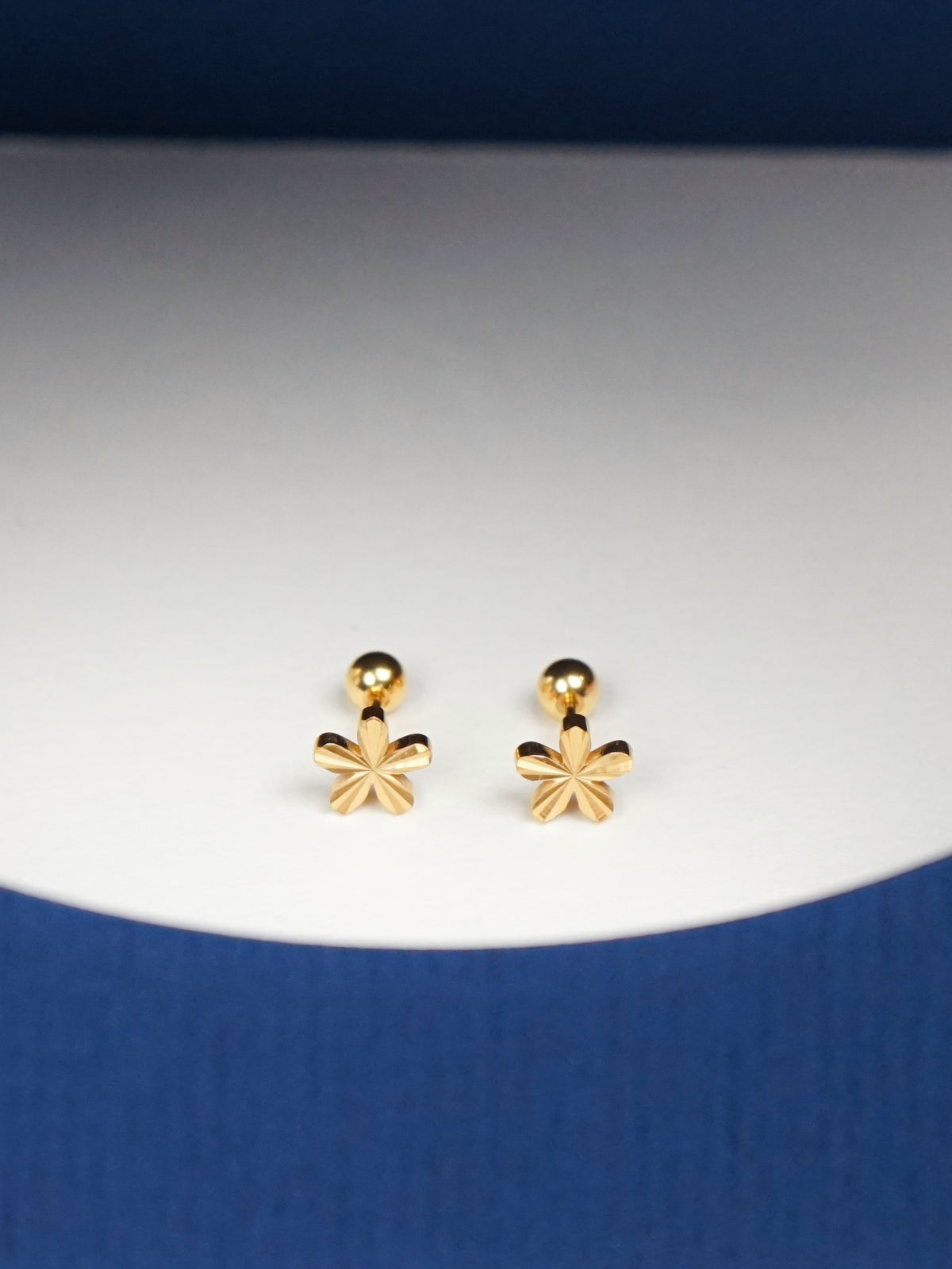 Adelina Flower Stud Barbell Earrings (Gold)