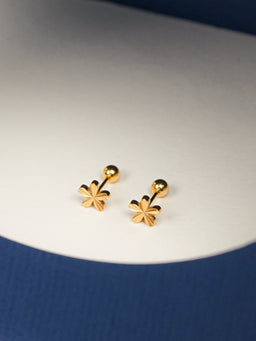 Adelina Flower Stud Barbell Earrings (Gold)