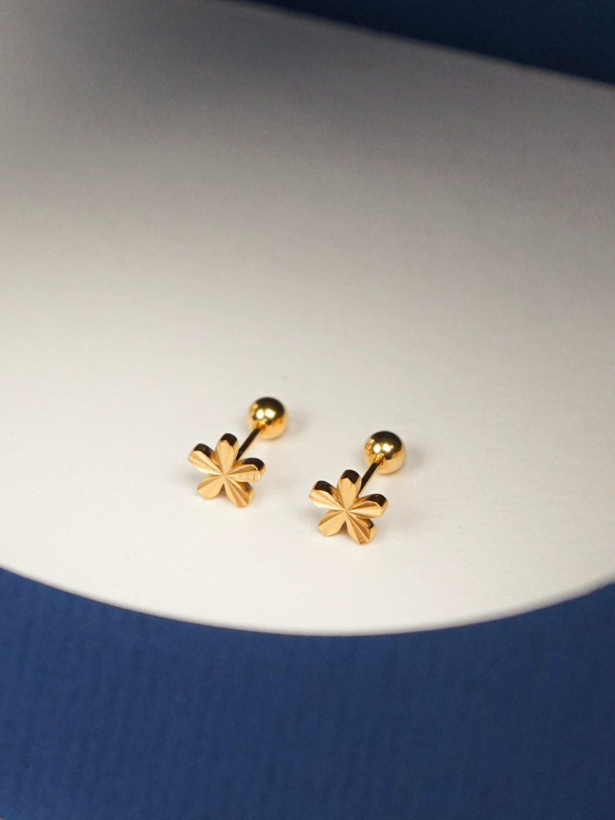 Adelina Flower Stud Barbell Earrings (Gold)