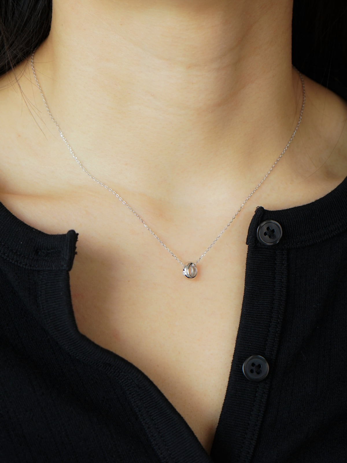 Natasha Mini Ring Necklace (Silver)