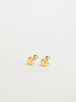 Zarah Heart Stud Barbell Earrings (Gold)