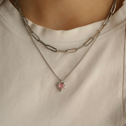 Yamileth Heart Necklace (Silver)