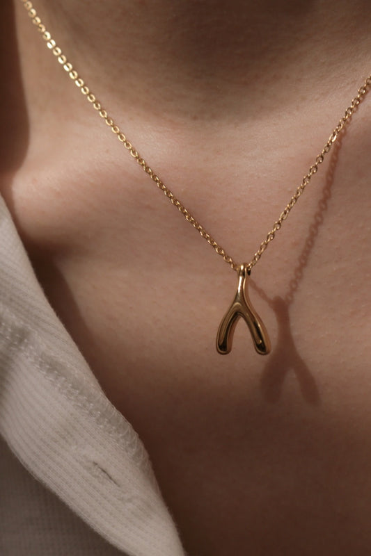Wishbone Necklace (Gold)