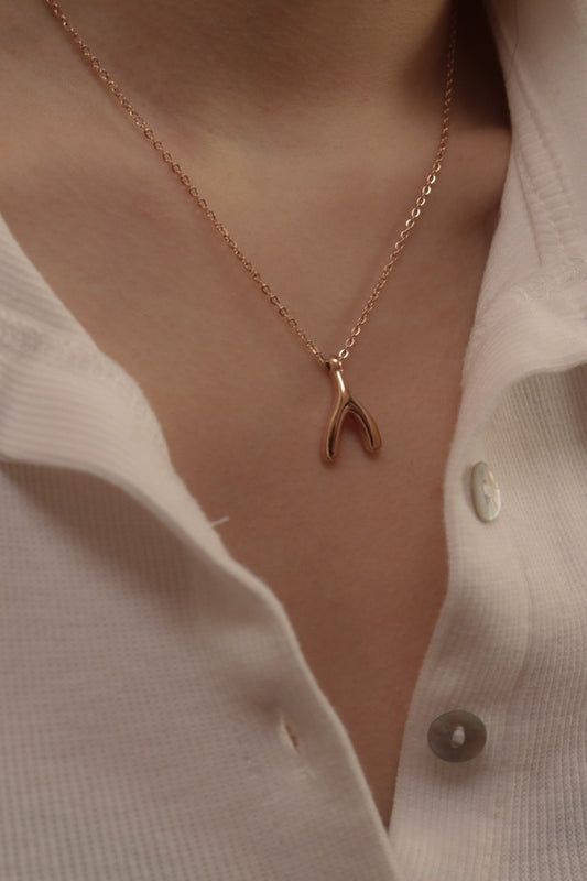 Wishbone Necklace (Rose Gold)