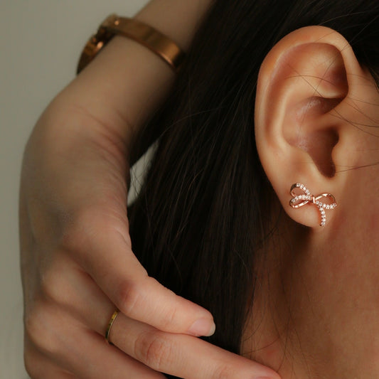 Florence Bow Earrings (Rose Gold)