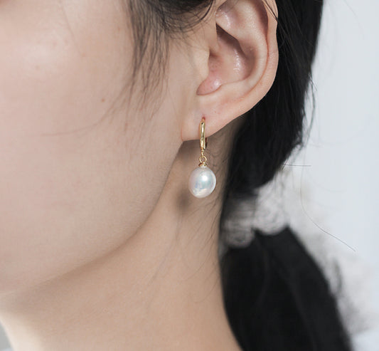 Ember Pearl Huggie Earrings
